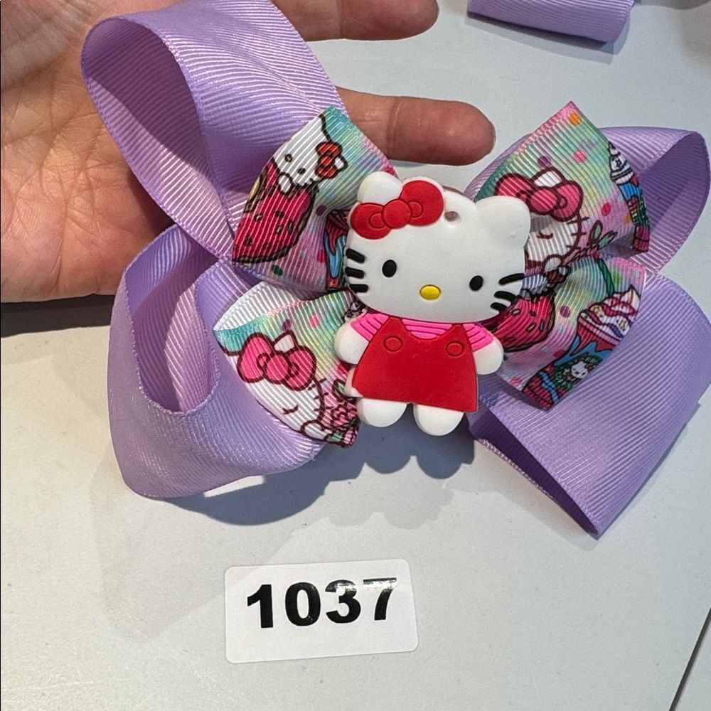 1037 Purple Color Hello Kitty Hair Bow Alligator Clip‎